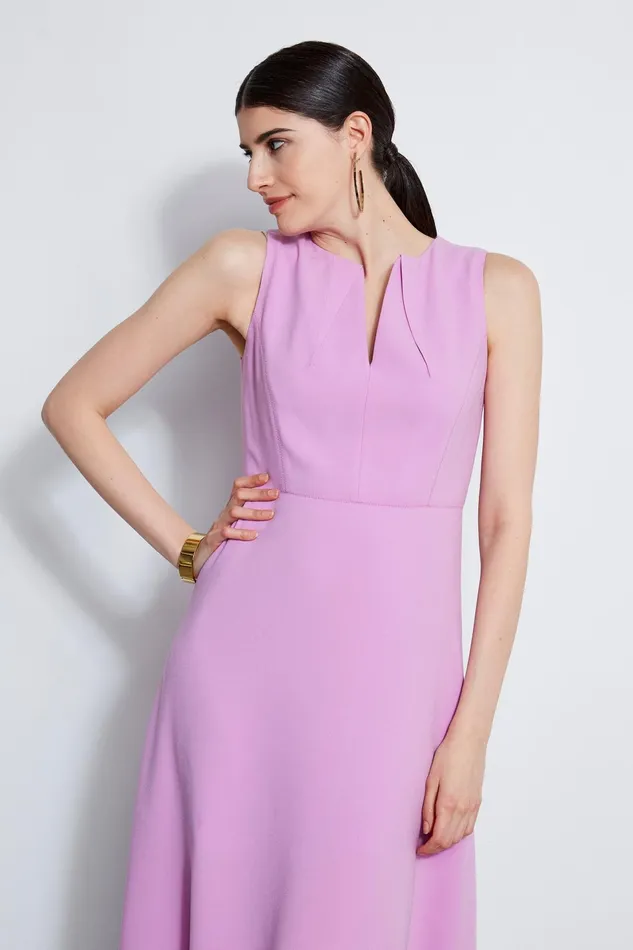 Outlet 8211 Women Dresses and Jumpsuits Elie Tahari Fit and Flare Dart Midi Dress Orchid