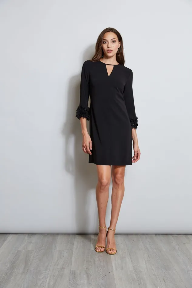 Outlet 8211 Women Dresses and Jumpsuits Elie Tahari Flower Applique Sleeve Dress Black