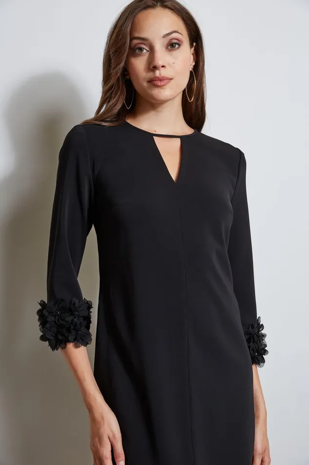 Outlet 8211 Women Dresses and Jumpsuits Elie Tahari Flower Applique Sleeve Dress Black
