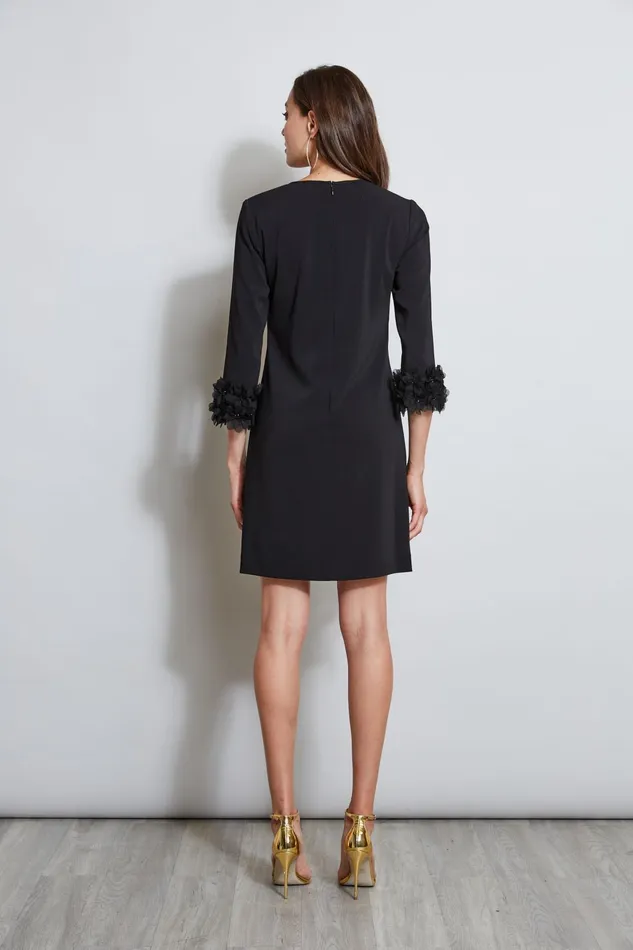 Outlet 8211 Women Dresses and Jumpsuits Elie Tahari Flower Applique Sleeve Dress Black