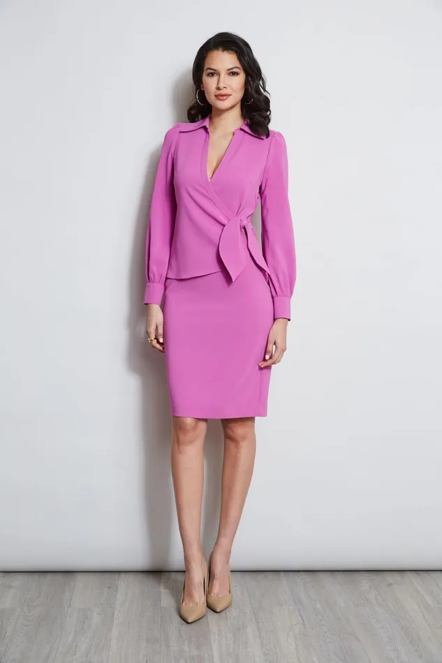 Outlet 8211 Women Dresses and Jumpsuits Elie Tahari Mock Wrap Tie Dress Peony