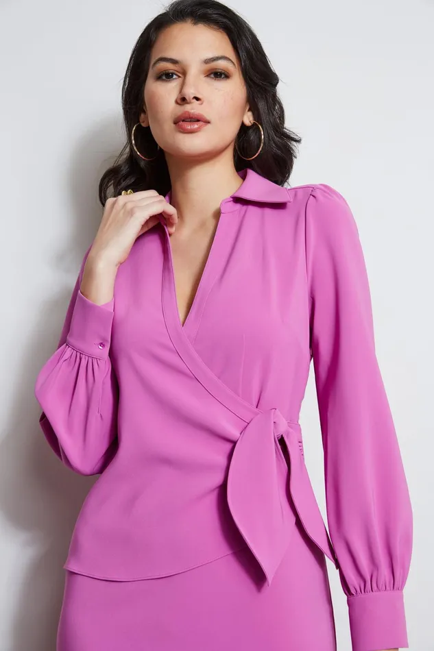 Outlet 8211 Women Dresses and Jumpsuits Elie Tahari Mock Wrap Tie Dress Peony