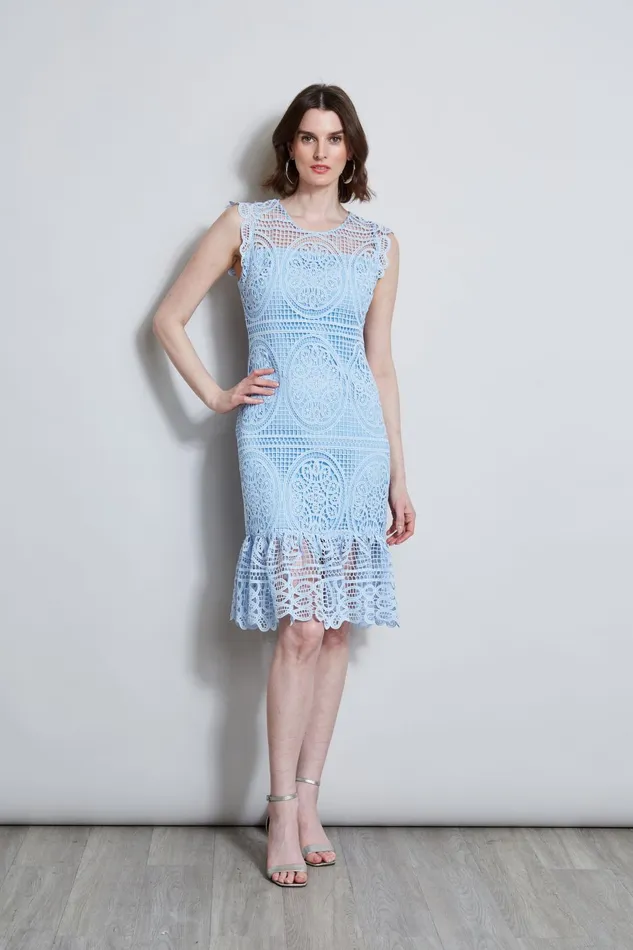 Outlet 8211 Women Dresses and Jumpsuits Elie Tahari Mosaic Lace Dress Pool Blue