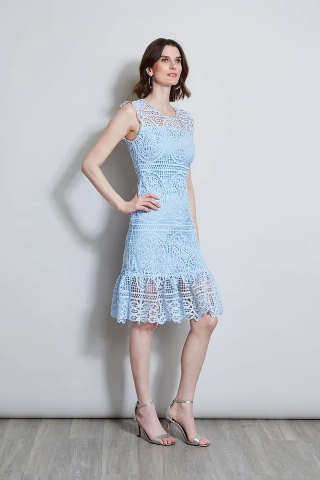 Outlet 8211 Women Dresses and Jumpsuits Elie Tahari Mosaic Lace Dress Pool Blue