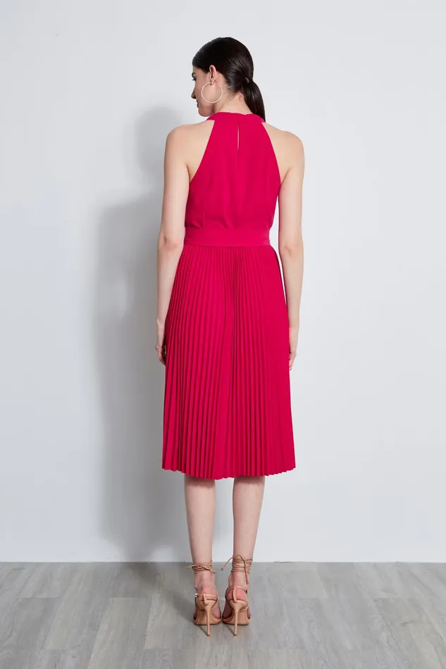 Outlet 8211 Women Dresses and Jumpsuits Elie Tahari Pleated Cowl Midi Dress Cyclamen