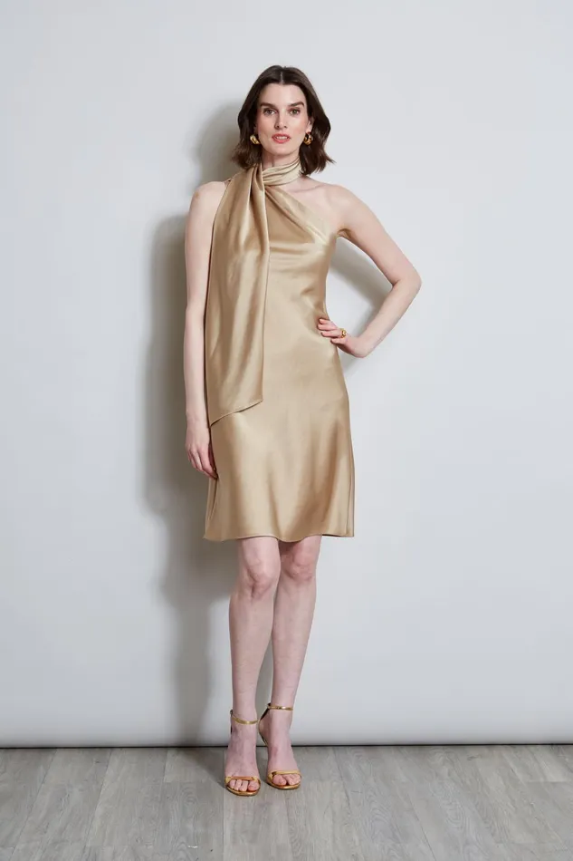 Outlet 8211 Women Dresses and Jumpsuits Elie Tahari Satin Scarf Dress Sandcastle