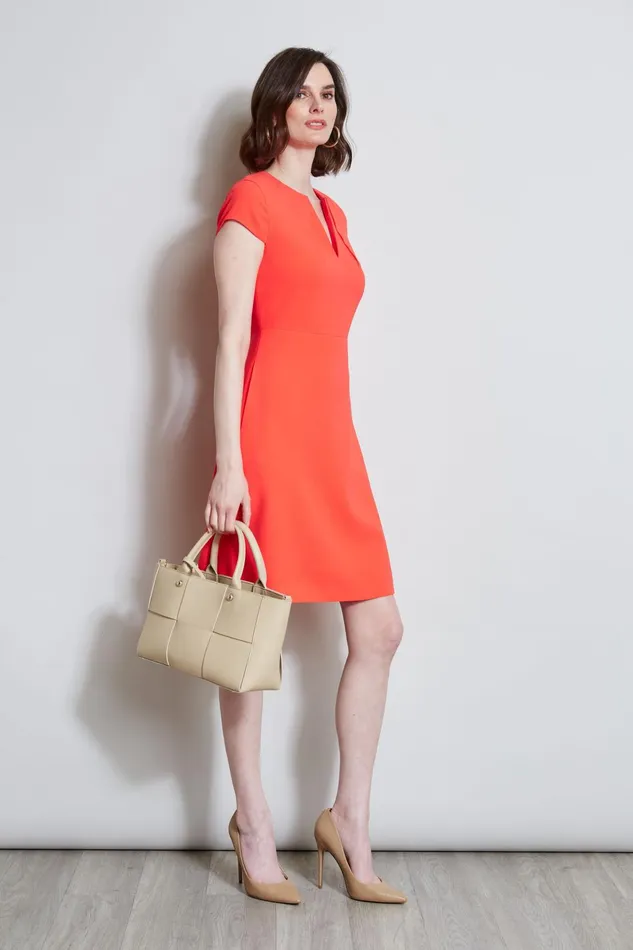 Outlet 8211 Women Dresses and Jumpsuits Elie Tahari Short Sleeve Dart Dress Tomato
