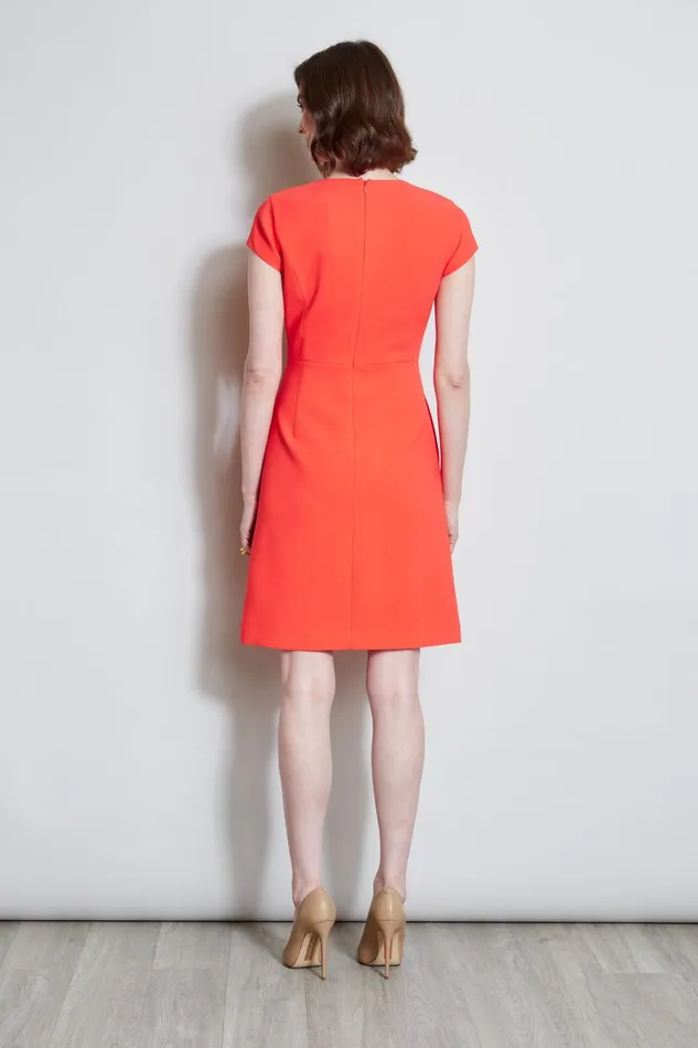 Outlet 8211 Women Dresses and Jumpsuits Elie Tahari Short Sleeve Dart Dress Tomato