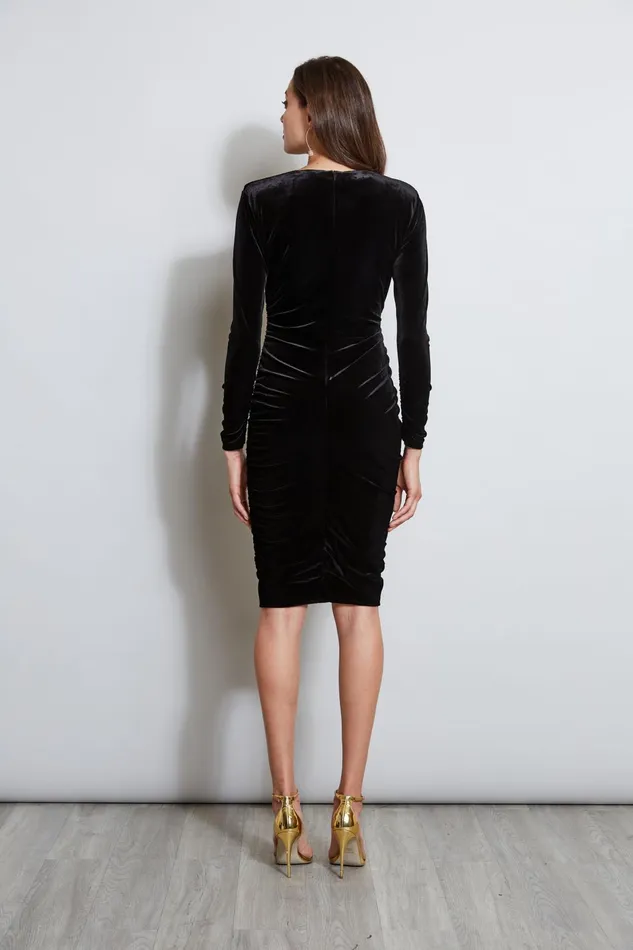 Outlet 8211 Women Dresses and Jumpsuits Elie Tahari VNeck Ruched Velvet Dress Black