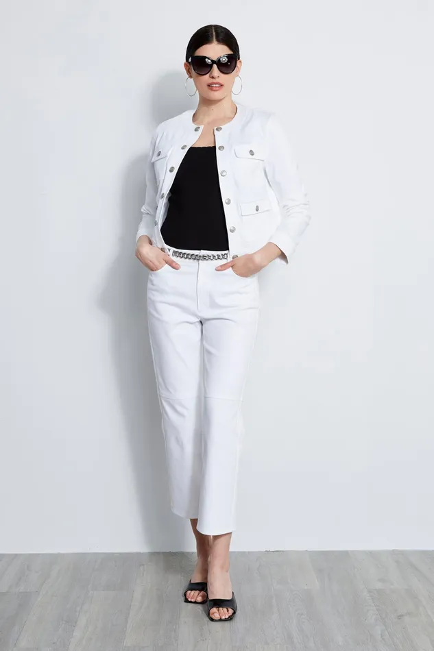 Outlet 8211 Women Jackets and Blazers Elie Tahari Crest Button Denim Jacket White