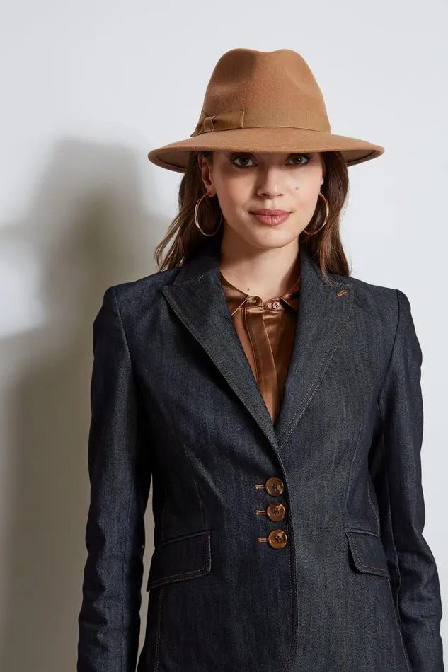 Outlet 8211 Women Jackets and Blazers Elie Tahari Denim 3 Button Blazer Indigo