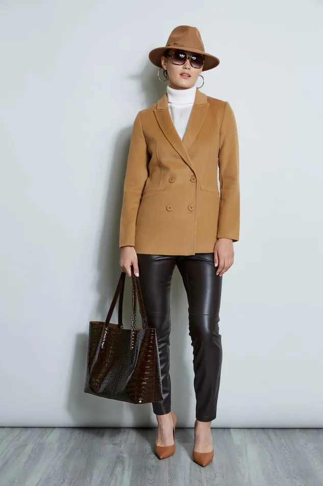 Outlet 8211 Women Jackets and Blazers Elie Tahari Double Breasted Wool Blend Blazer Fossil