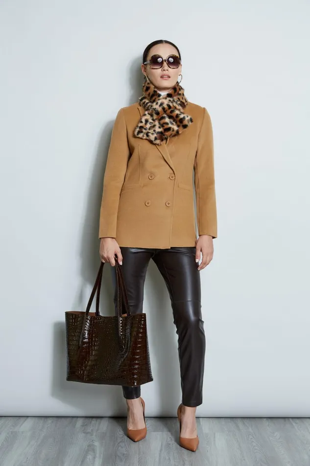 Outlet 8211 Women Jackets and Blazers Elie Tahari Double Breasted Wool Blend Blazer Fossil