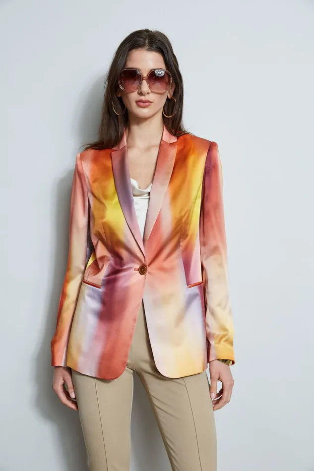 Outlet 8211 Women Jackets and Blazers Elie Tahari Ombre Silk Satin Blazer Ginger Multi