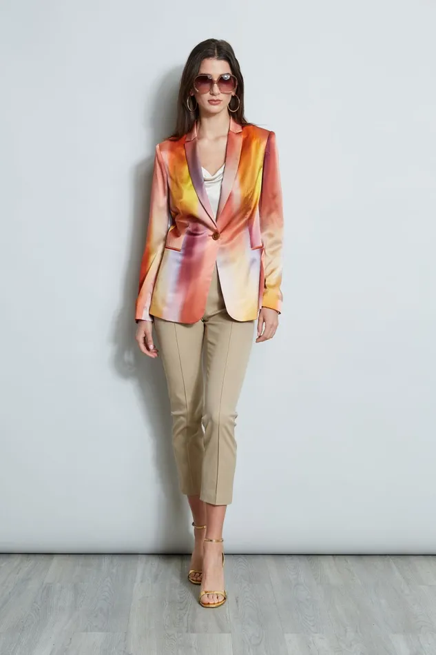 Outlet 8211 Women Jackets and Blazers Elie Tahari Ombre Silk Satin Blazer Ginger Multi
