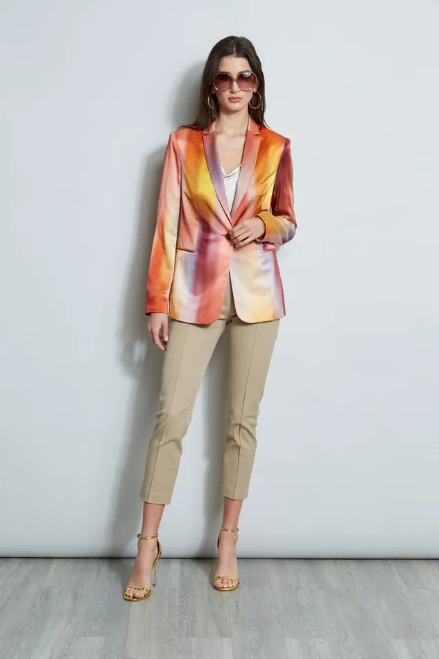 Outlet 8211 Women Jackets and Blazers Elie Tahari Ombre Silk Satin Blazer Ginger Multi