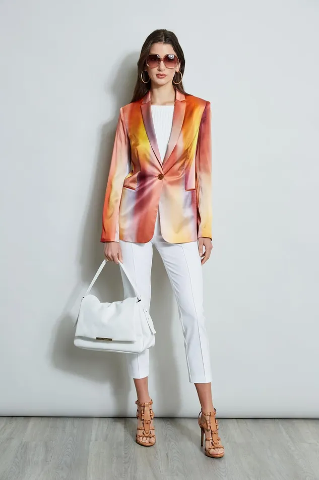 Outlet 8211 Women Jackets and Blazers Elie Tahari Ombre Silk Satin Blazer Ginger Multi