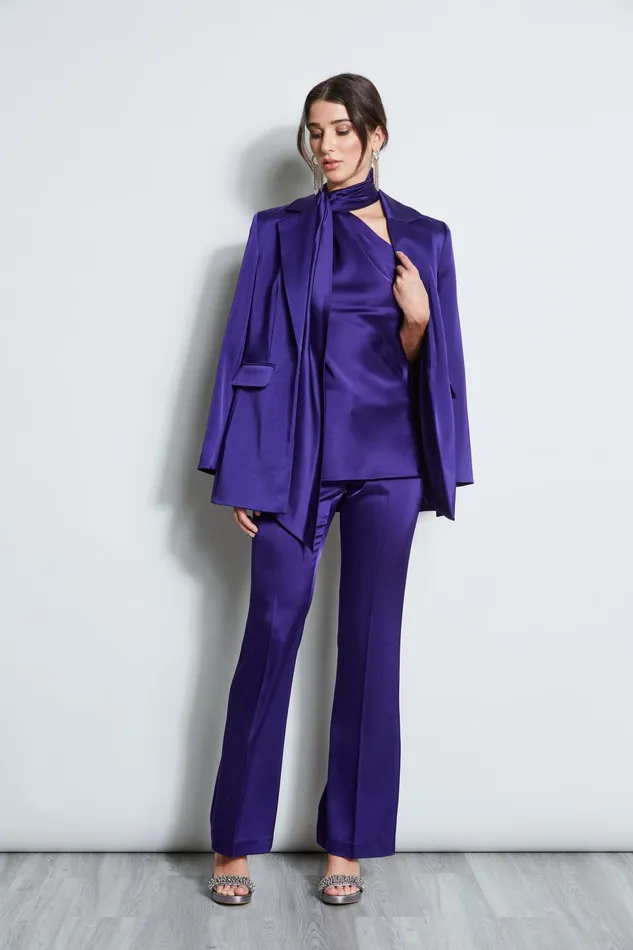 Outlet 8211 Women Jackets and Blazers Elie Tahari Satin Boyfriend Blazer Winter Plum