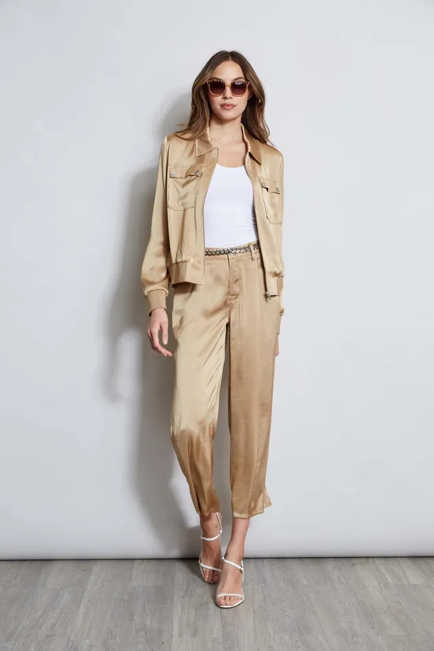 Outlet 8211 Women Jackets and Blazers Elie Tahari Satin Utility Pocket Jacket Sandcastle