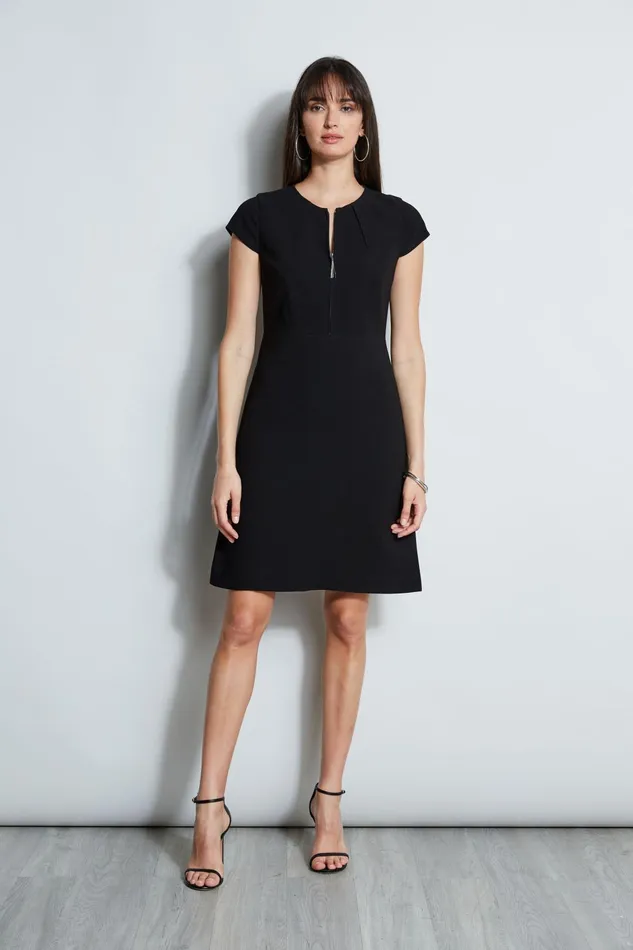 Outlet 8211 Women Short Dresses Elie Tahari Chain Zip Dart Dress Black
