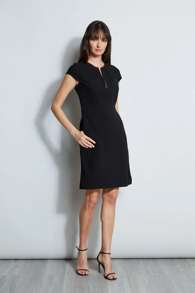Outlet 8211 Women Short Dresses Elie Tahari Chain Zip Dart Dress Black