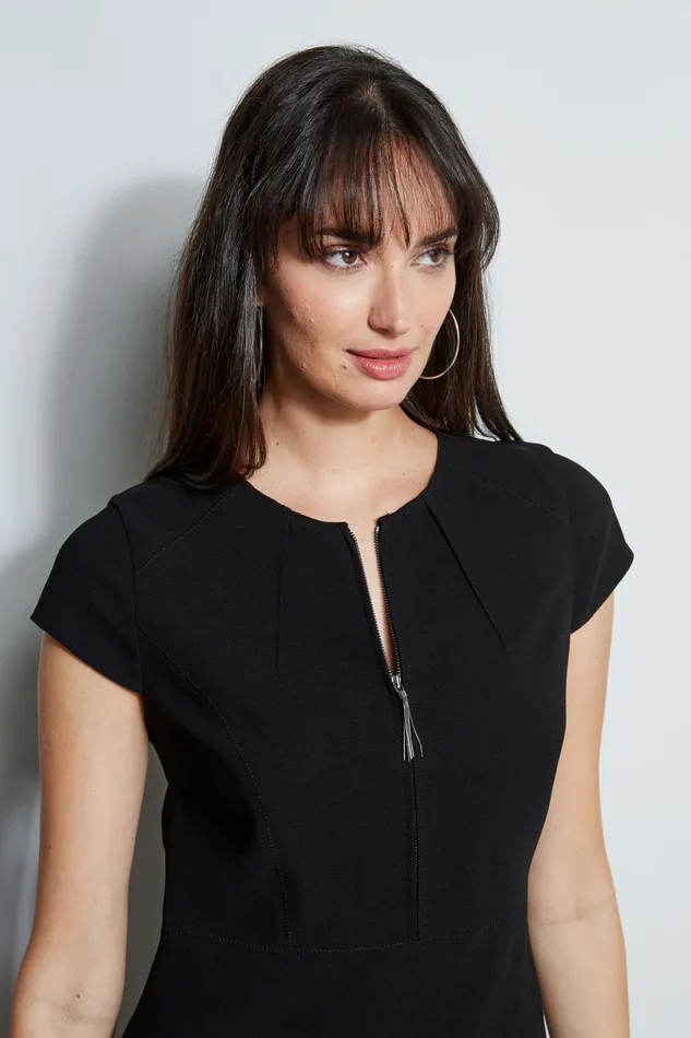Outlet 8211 Women Short Dresses Elie Tahari Chain Zip Dart Dress Black