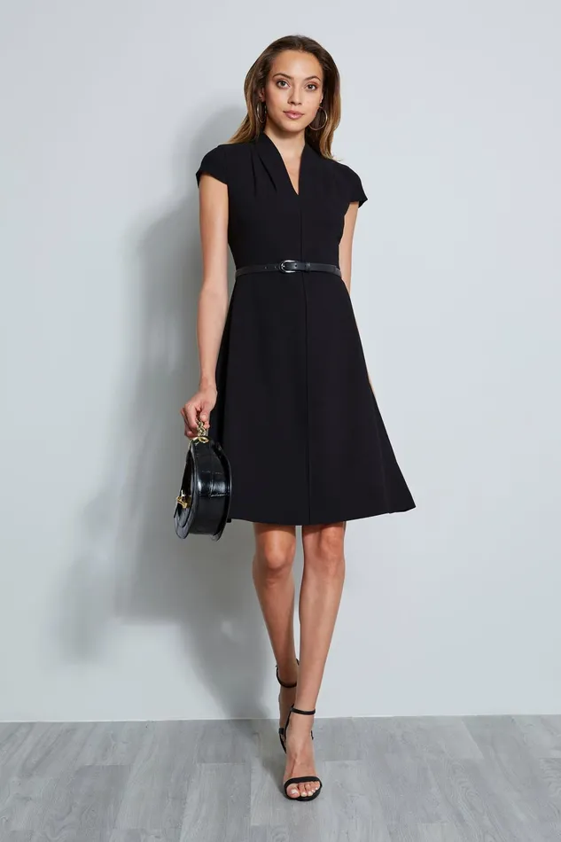 Outlet 8211 Women Short Dresses Elie Tahari Judith Belted Dress Black
