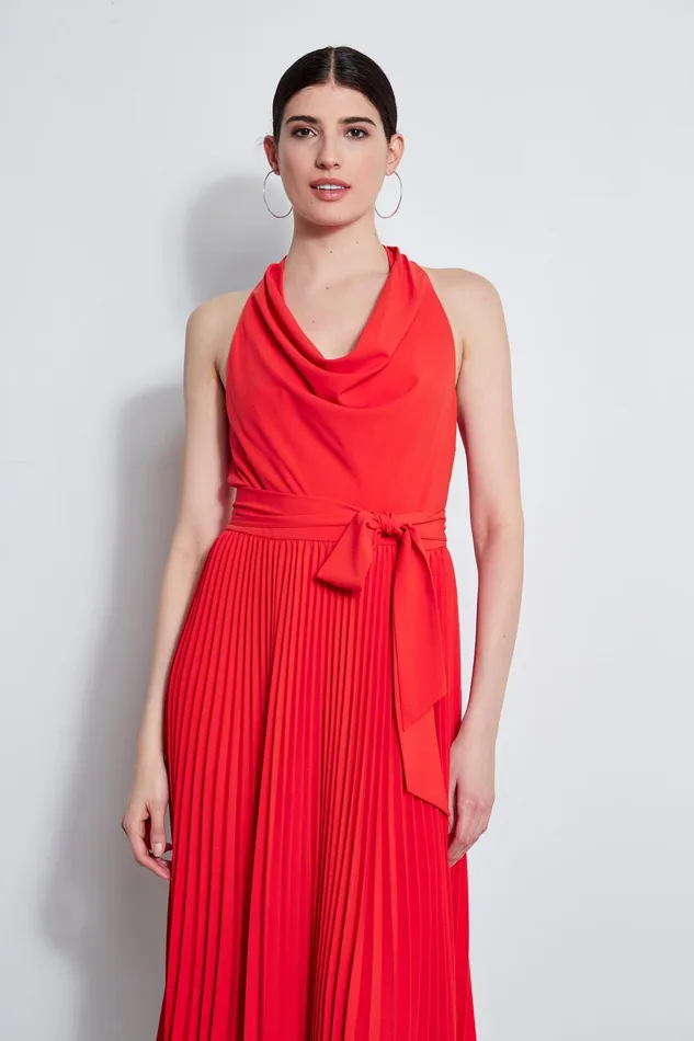 Outlet 8211 Women Short Dresses Elie Tahari Pleated Cowl Midi Dress Agave