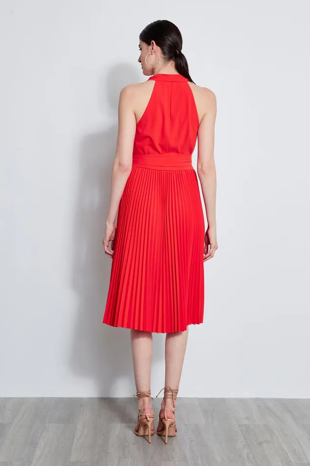 Outlet 8211 Women Short Dresses Elie Tahari Pleated Cowl Midi Dress Agave