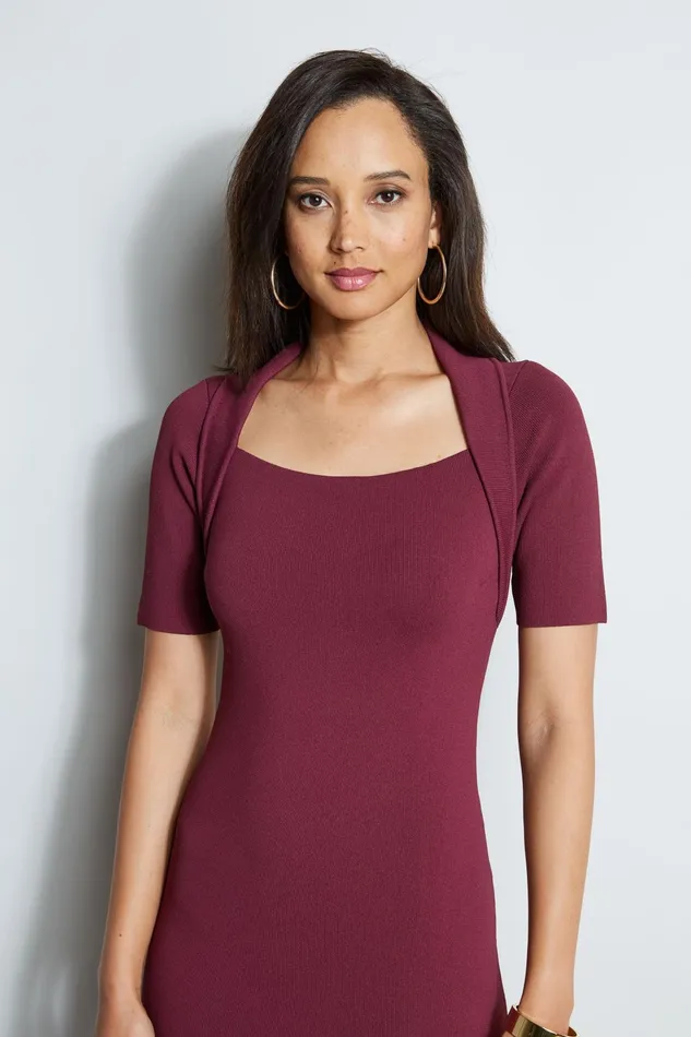 Outlet 8211 Women Short Sleeve Dresses Elie Tahari Contour Sweater Dress Cranberry