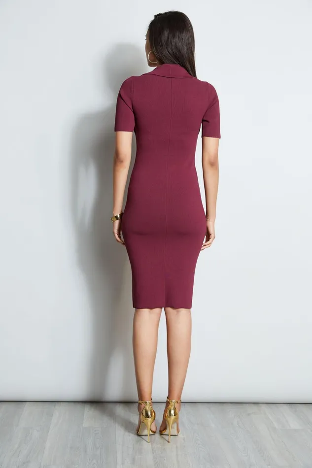 Outlet 8211 Women Short Sleeve Dresses Elie Tahari Contour Sweater Dress Cranberry