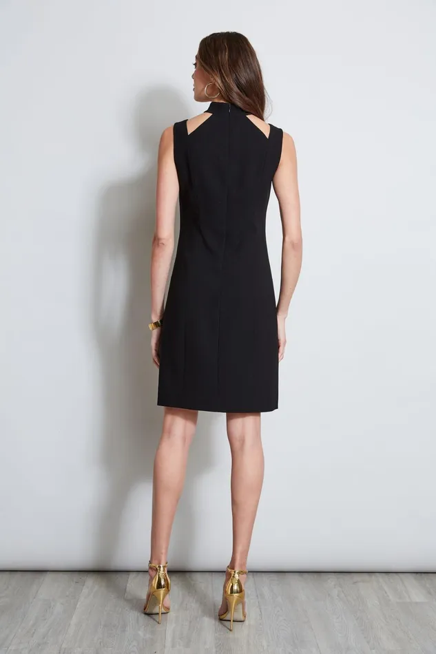 Outlet 8211 Women Sleeveless Dresses Elie Tahari Mock Neck Cut Out Dress Black