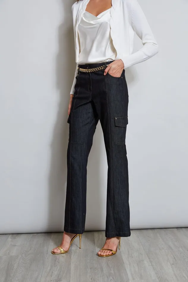 Outlet 8211 Women Suiting Elie Tahari Denim Cargo Pant Indigo