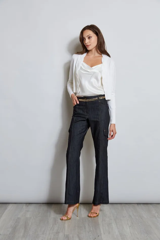 Outlet 8211 Women Suiting Elie Tahari Denim Cargo Pant Indigo