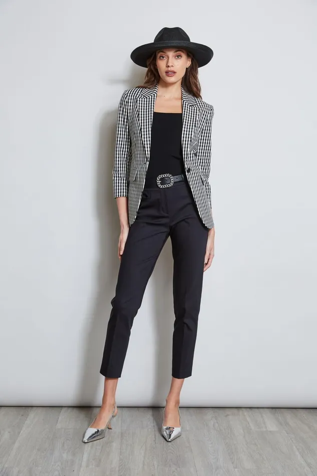 Outlet 8211 Women Suiting Elie Tahari Gingham Blazer Blackwhite