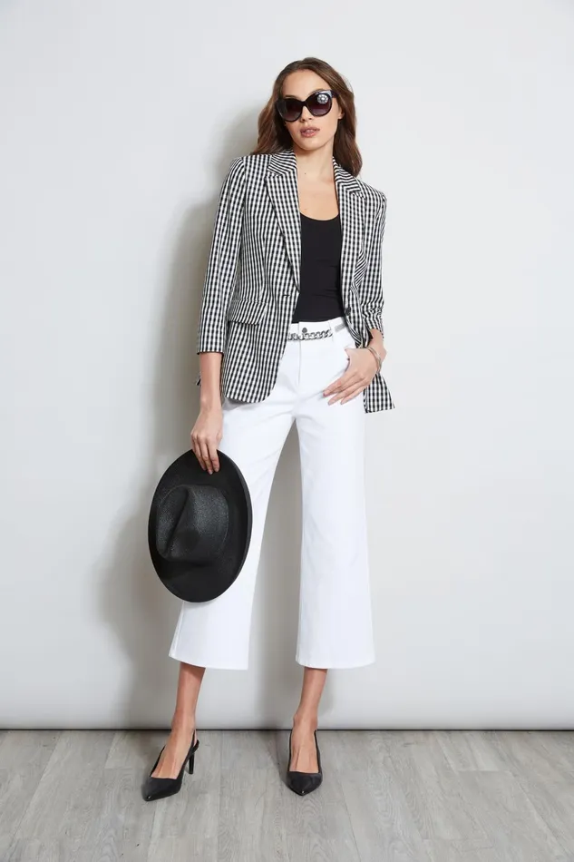 Outlet 8211 Women Suiting Elie Tahari Gingham Blazer Blackwhite