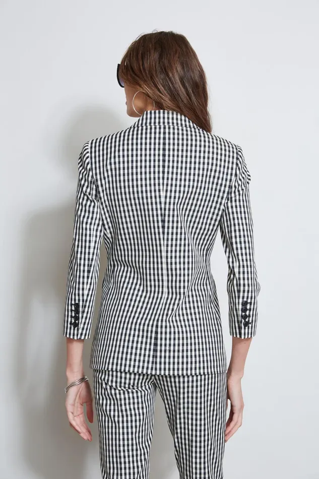 Outlet 8211 Women Suiting Elie Tahari Gingham Blazer Blackwhite