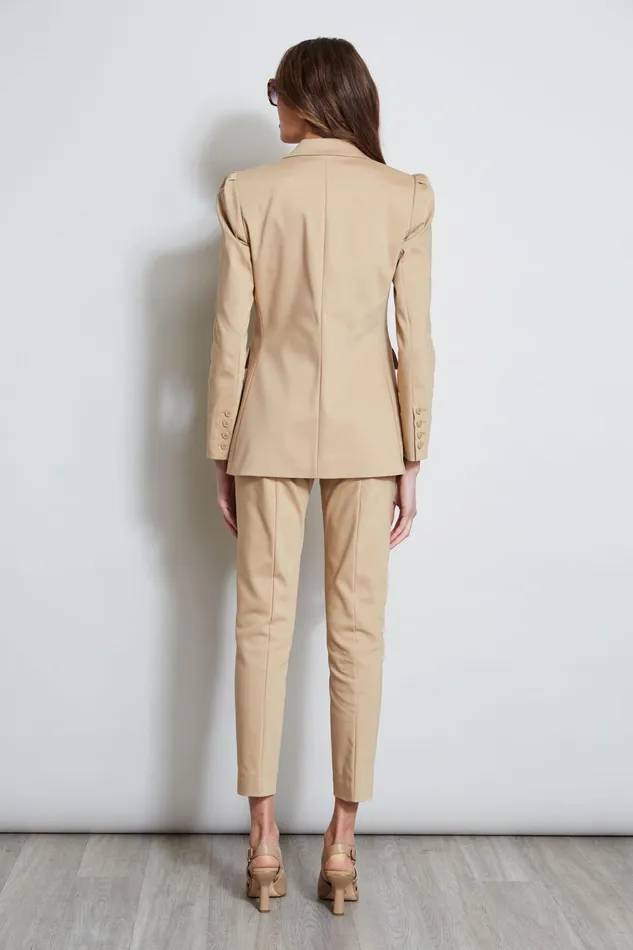 Outlet 8211 Women Suiting Elie Tahari Pleat Shoulder Cotton Blazer Sandcastle
