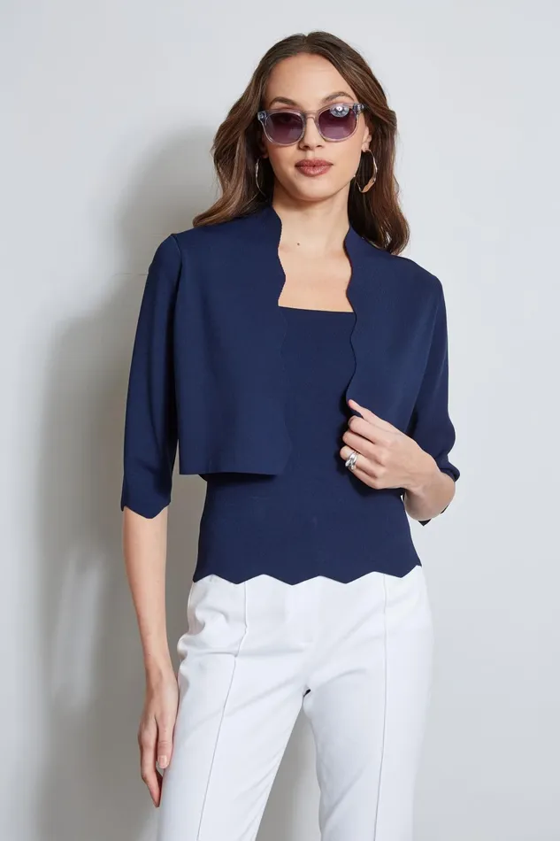 Outlet 8211 Women Suiting Elie Tahari Scallop Cardigan Stargazer