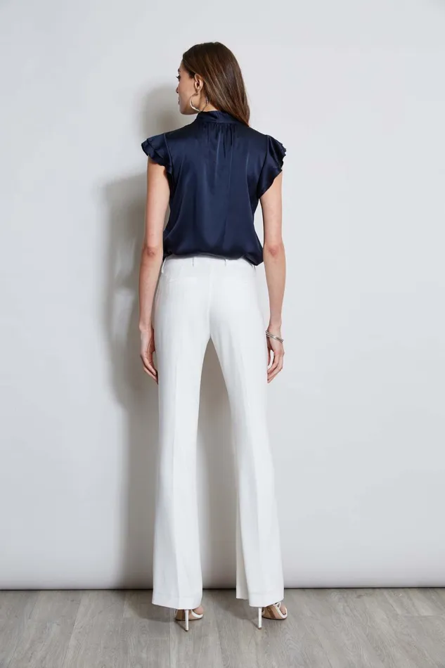 Outlet 8211 Women Suiting Elie Tahari Silk Satin Flutter Sleeve Shirt Stargazer