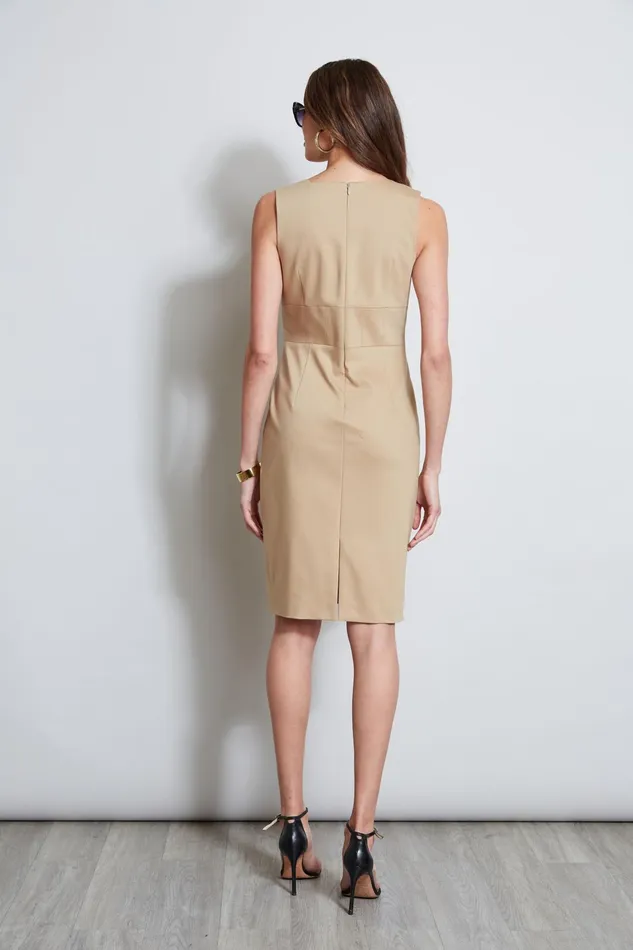Outlet 8211 Women Suiting Elie Tahari Square Neck Slim Dress Sandcastle