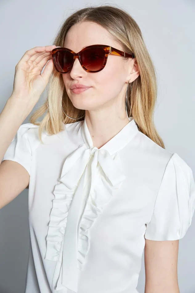 Outlet 8211 Women Sunglasses Elie Tahari Cat Eye Acetate Sunglasses Blonde Horn Cream