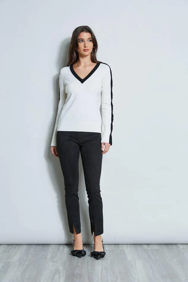 Outlet 8211 Women Tops Elie Tahari Cable VNeck Sweater Snow