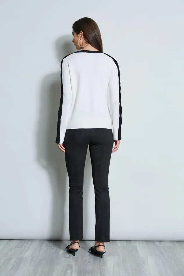 Outlet 8211 Women Tops Elie Tahari Cable VNeck Sweater Snow