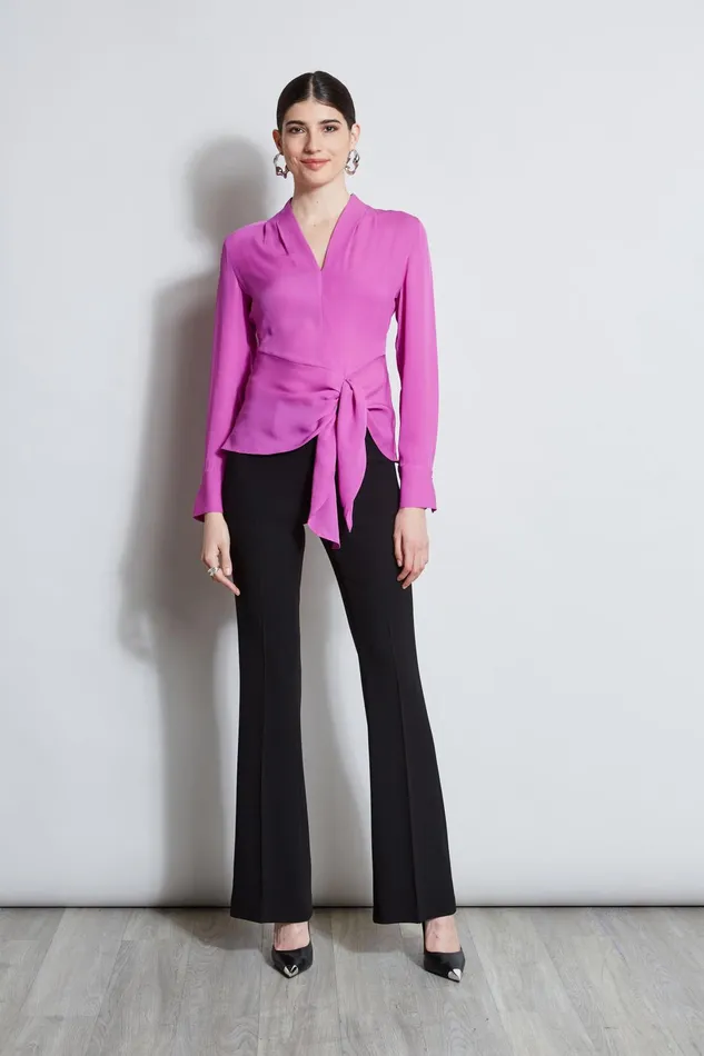 Outlet 8211 Women Tops Elie Tahari Contour Side Tie Shirt Peony