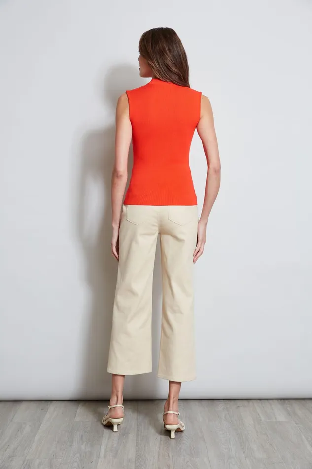 Outlet 8211 Women Tops Elie Tahari Crest Button Mock Neck Sweater Tomato