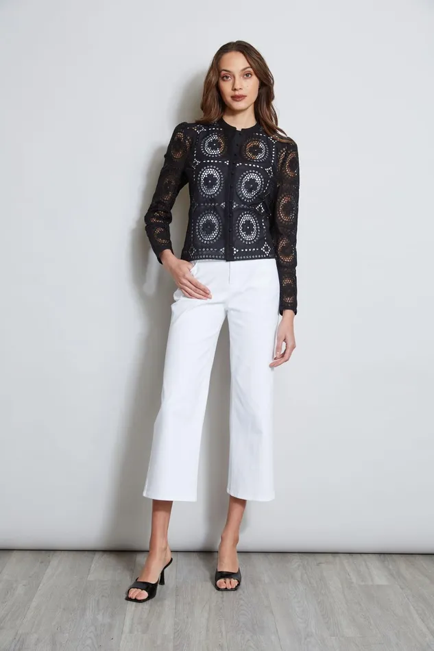 Outlet 8211 Women Tops Elie Tahari Lace Button Shirt Black