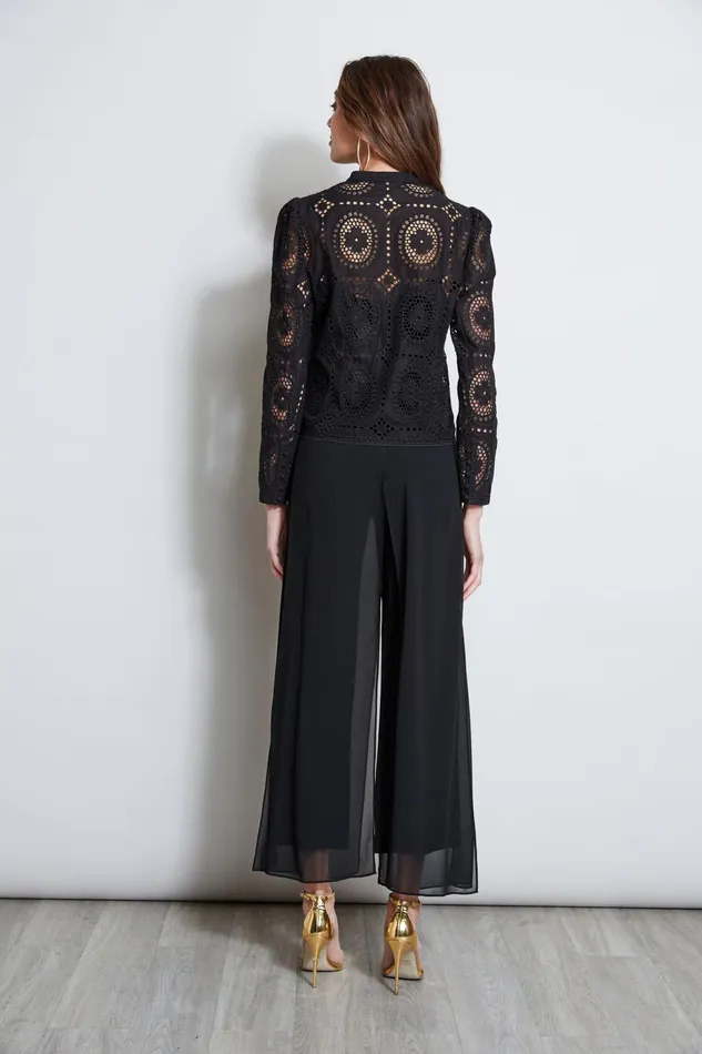 Outlet 8211 Women Tops Elie Tahari Lace Button Shirt Black