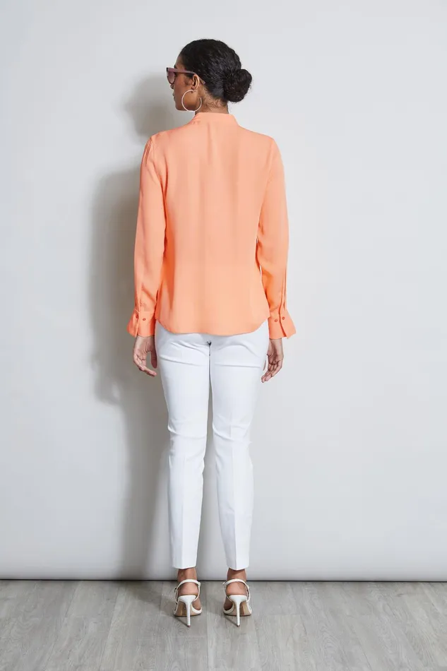 Outlet 8211 Women Tops Elie Tahari Long Sleeve Chain Shirt Tangerine