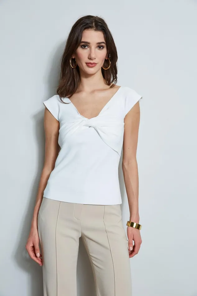 Outlet 8211 Women Tops Elie Tahari Twist Front Sweater Sky White